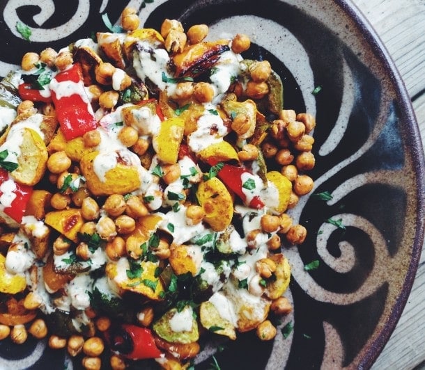 Garam Masala Dusted Pattypan Squash with Crispy Chickpeas Garam Masala Dusted Pattypan Squash with Crispy Chickpeas