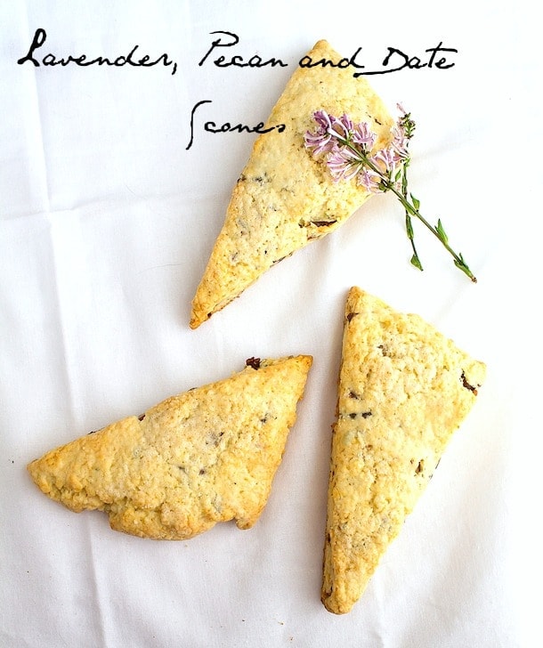 lavender, pecan and date scones