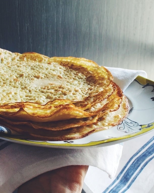 Millet Oat Crepes with Raspberries and Toasted Coconut