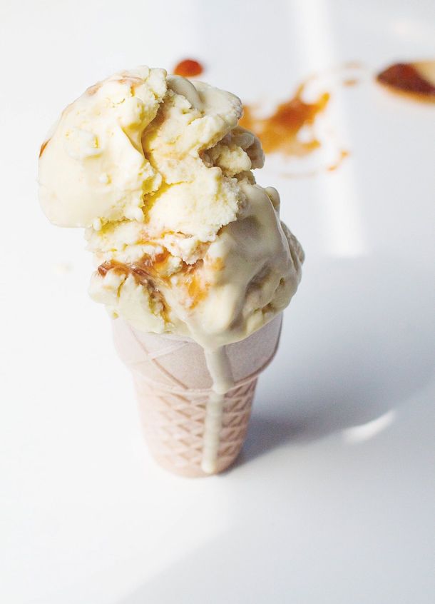 Olive Oil Ice Cream with Pomegranate Jam Swirl | heartbeet kitchen