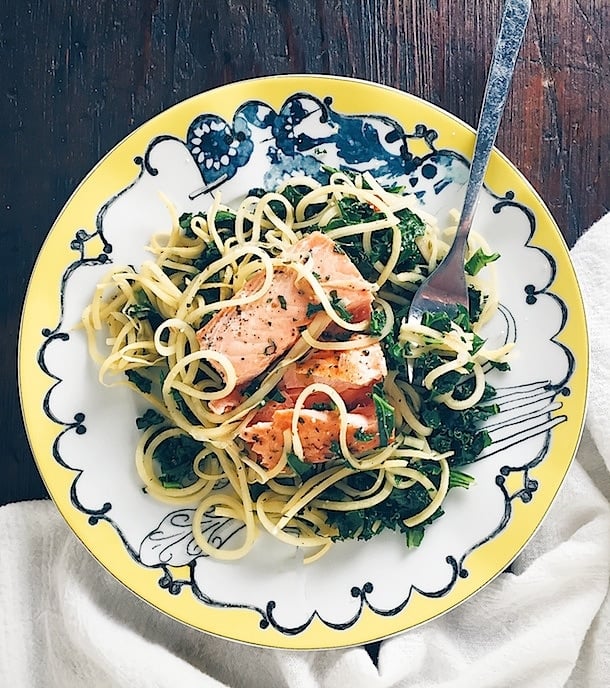 Salmon with Rutabaga Noodles & Warm Kale {aip, paleo, gluten-free}