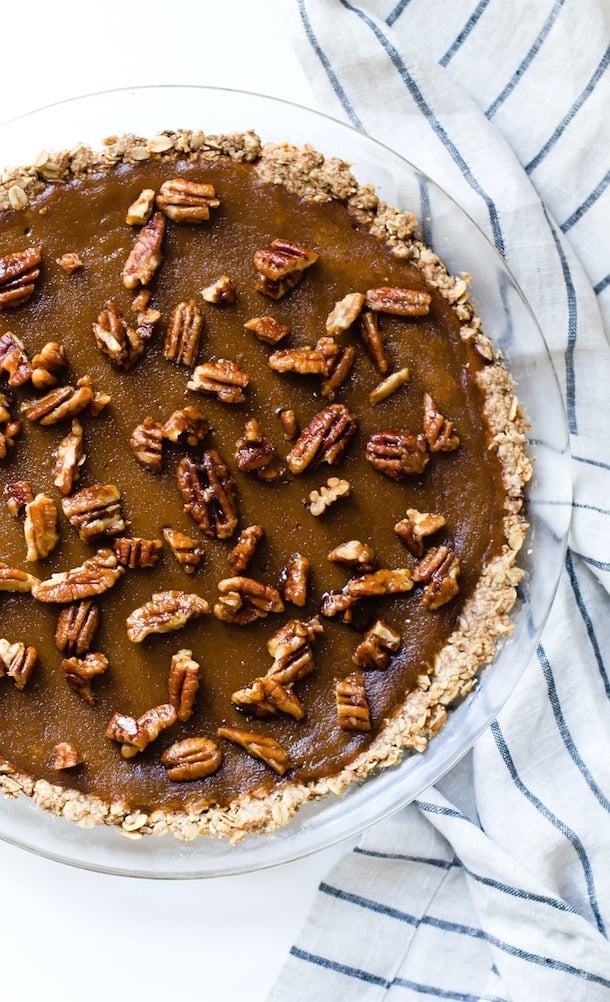 Butternut Squash Pie with Candied Pecans {gluten-free, dairy-free}