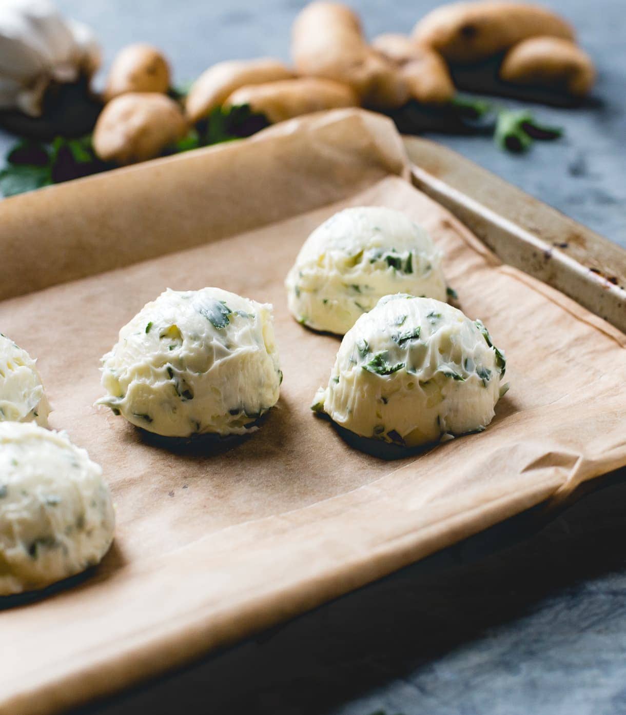 Garlic Butter Fingerling Potatoes.