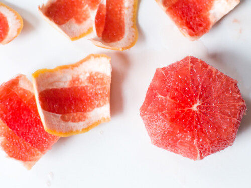 all peels cut off a grapefruit
