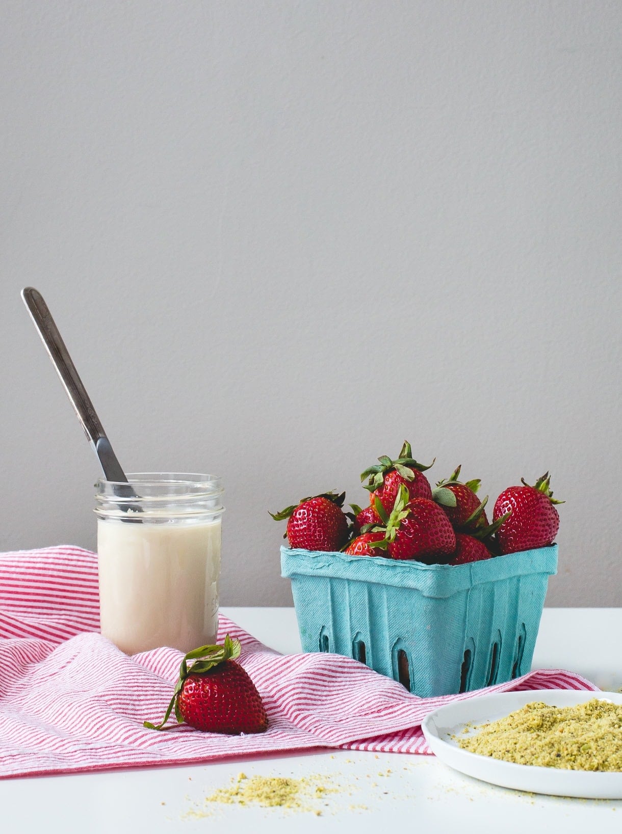 3 Ingredient Coconut Butter Dipped Strawberries with Pistachio Dust