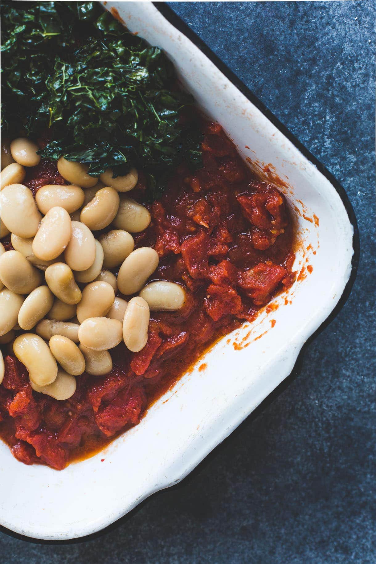 Cozy Gluten-Free Gratin with Butter Roasted Tomatoes, Beans and Kale {gluten-free}