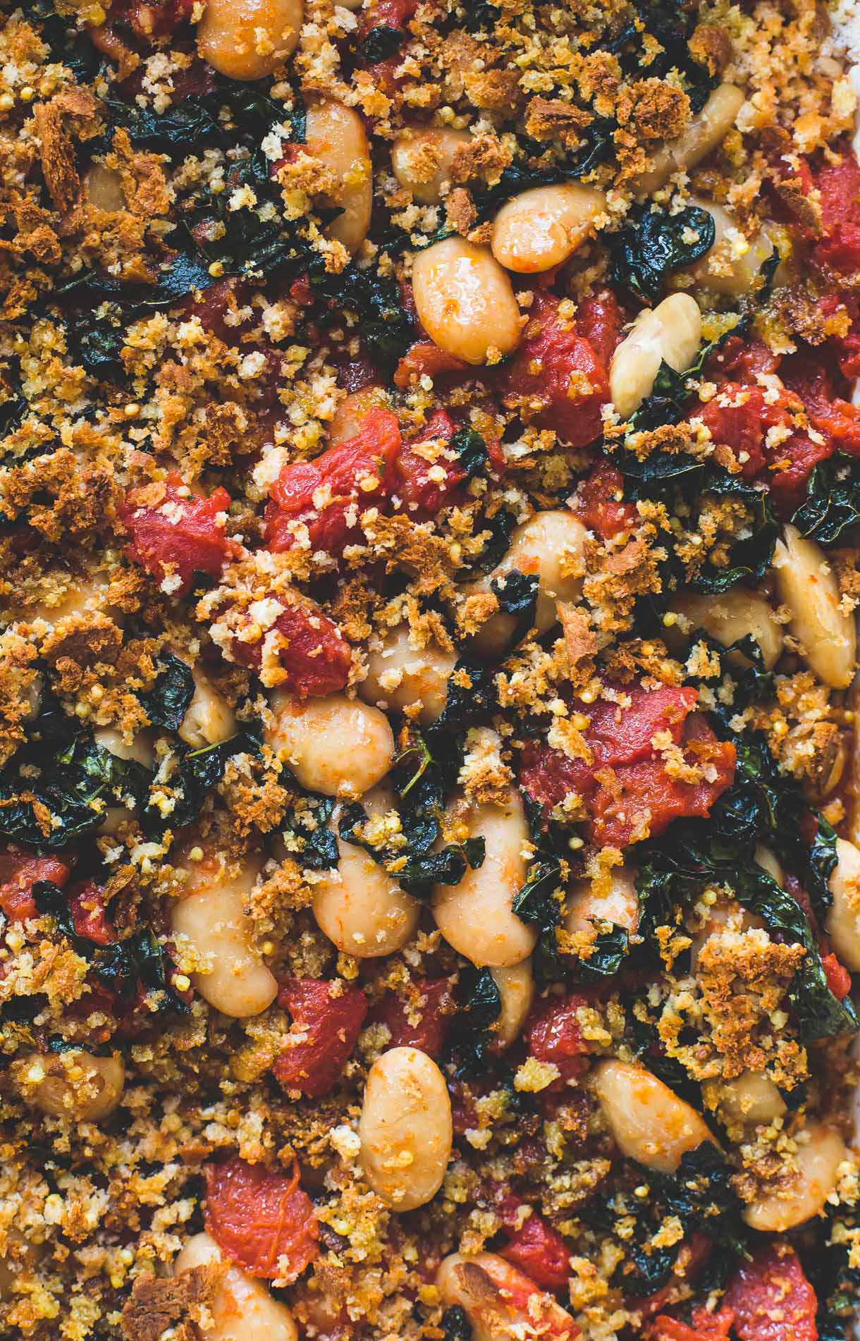 Cozy Gluten-Free Gratin with Butter Roasted Tomatoes, Beans and Kale