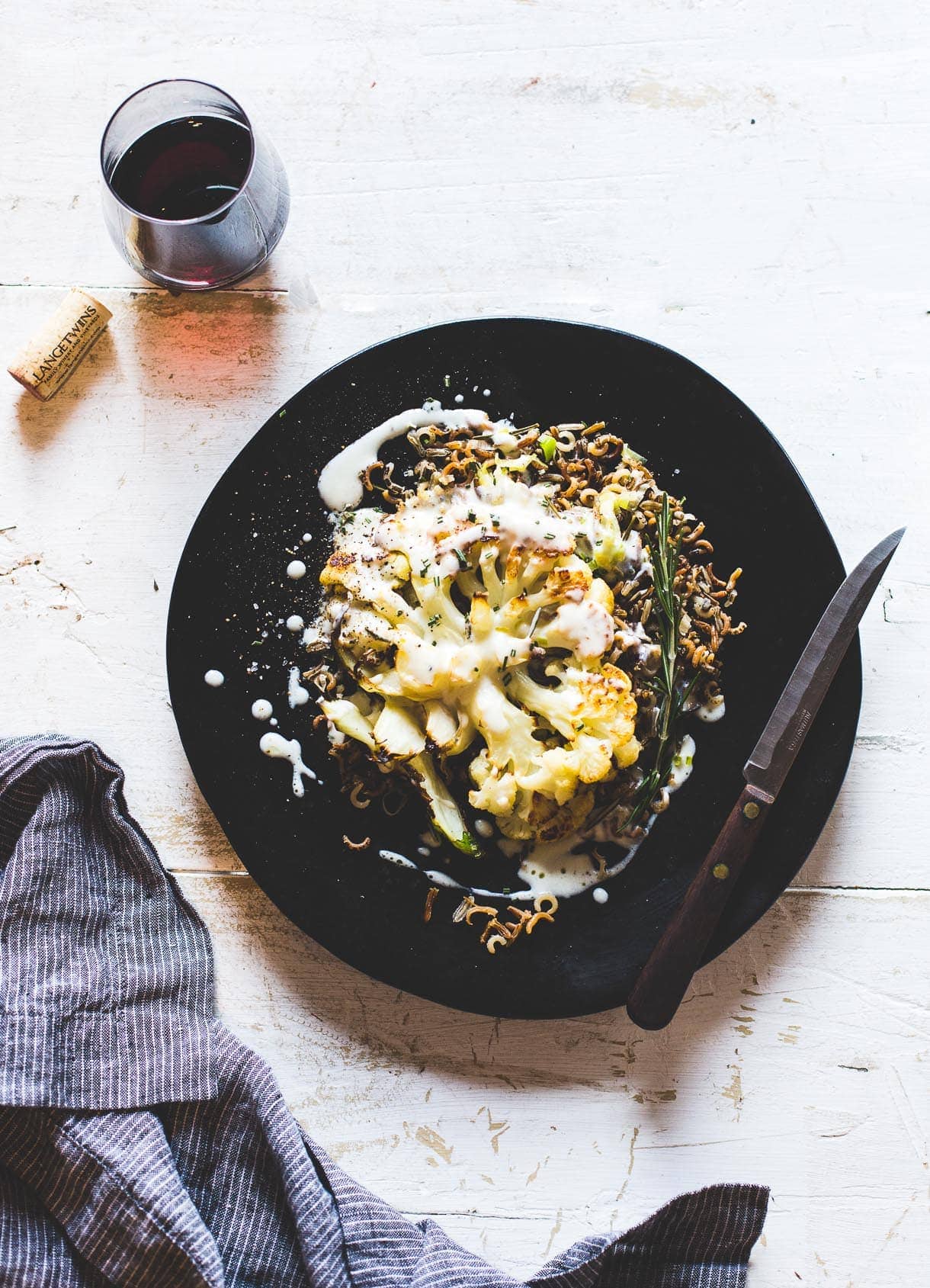 Cauliflower Steaks with Wild Rice and Rosemary Bechamel {paired to Cabernet Sauvignon}
