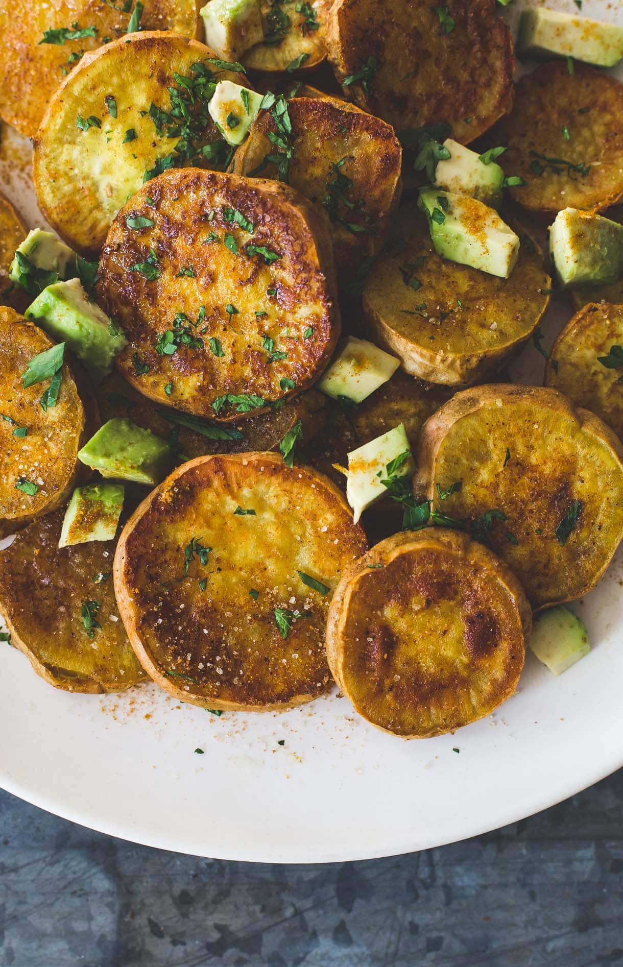 Curry Roasted White Sweet Potatoes