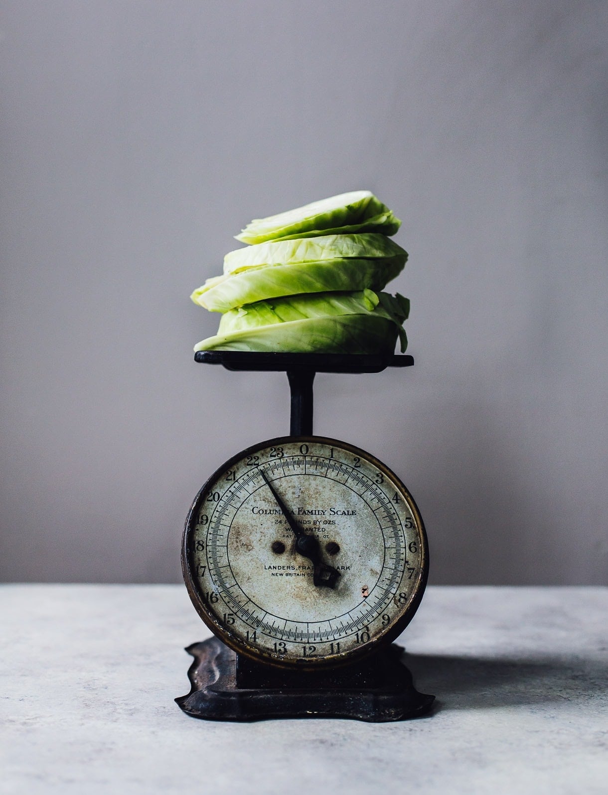 Cabbage on vintage scale
