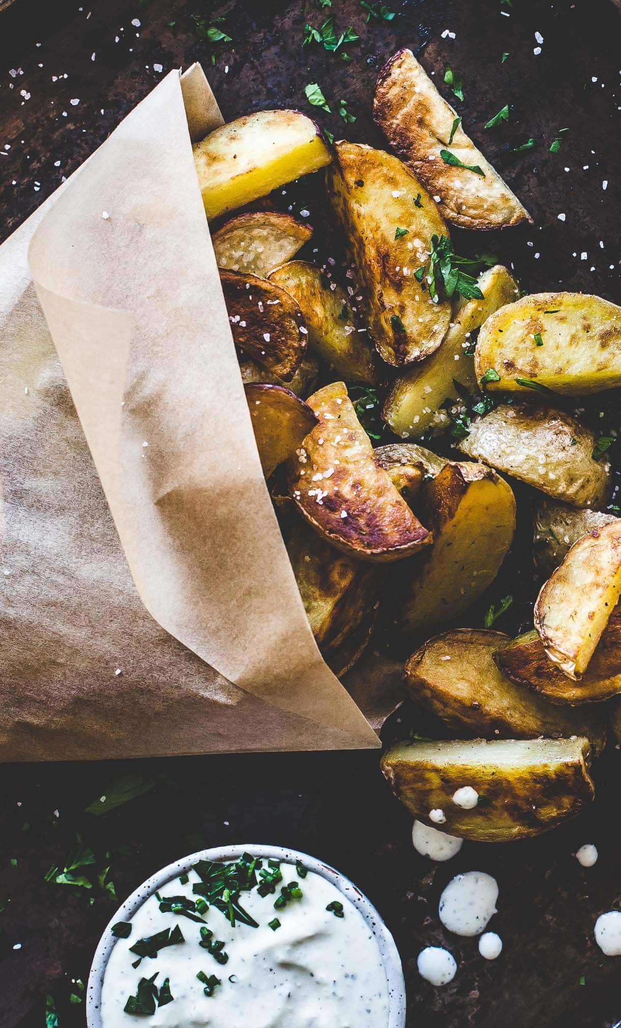 Extra Crispy Potato Wedges without a fryer, Made For Dipping