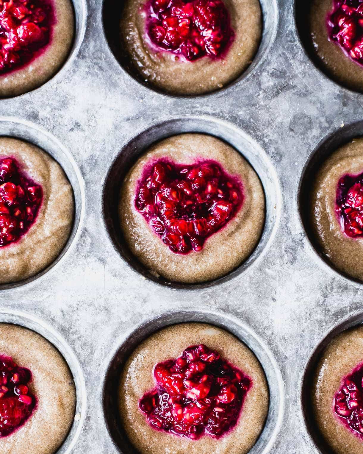 Gluten-Free Raspberry Financiers (mini cakes, cakelets. made with almond flour + teff flour)