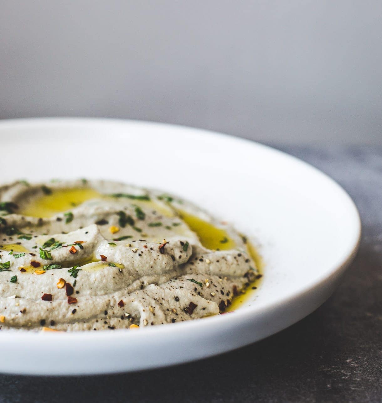 Minted Baba Ghanoush (Roasted Eggplant Dip) -- vegan recipe