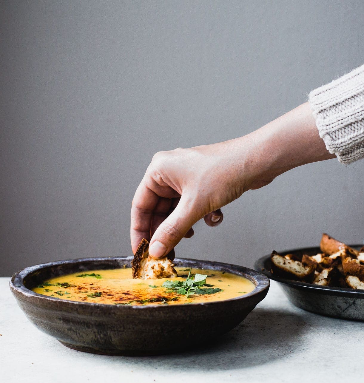 Roasted Jalapeño Queso Dip {homemade recipe} with Bagel Dippers