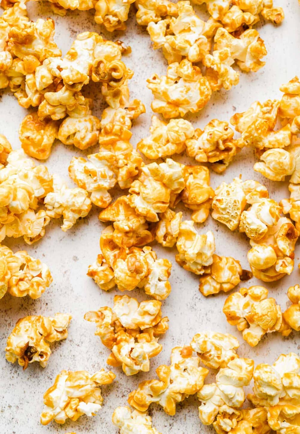 caramel corn on parchment paper