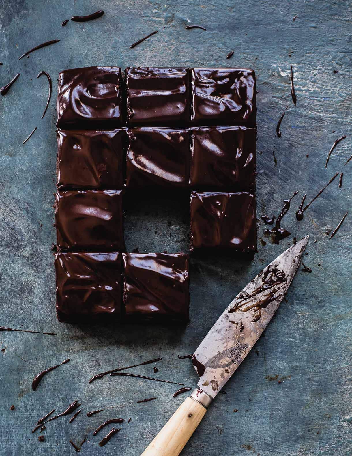 Teff Flour Brownies with Vegan Chocolate Ganache