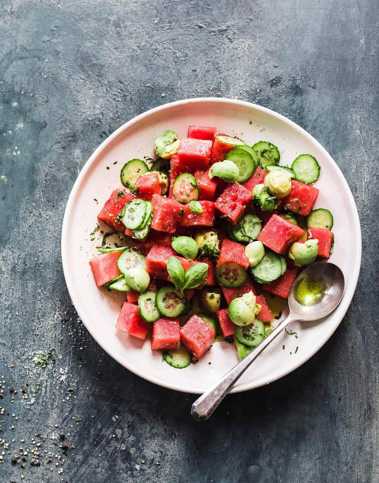 Cucumber Watermelon Avocado Salad