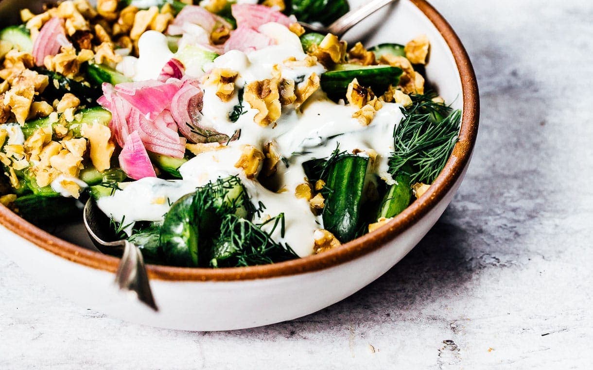 Smashed Cucumber Yogurt Salad
