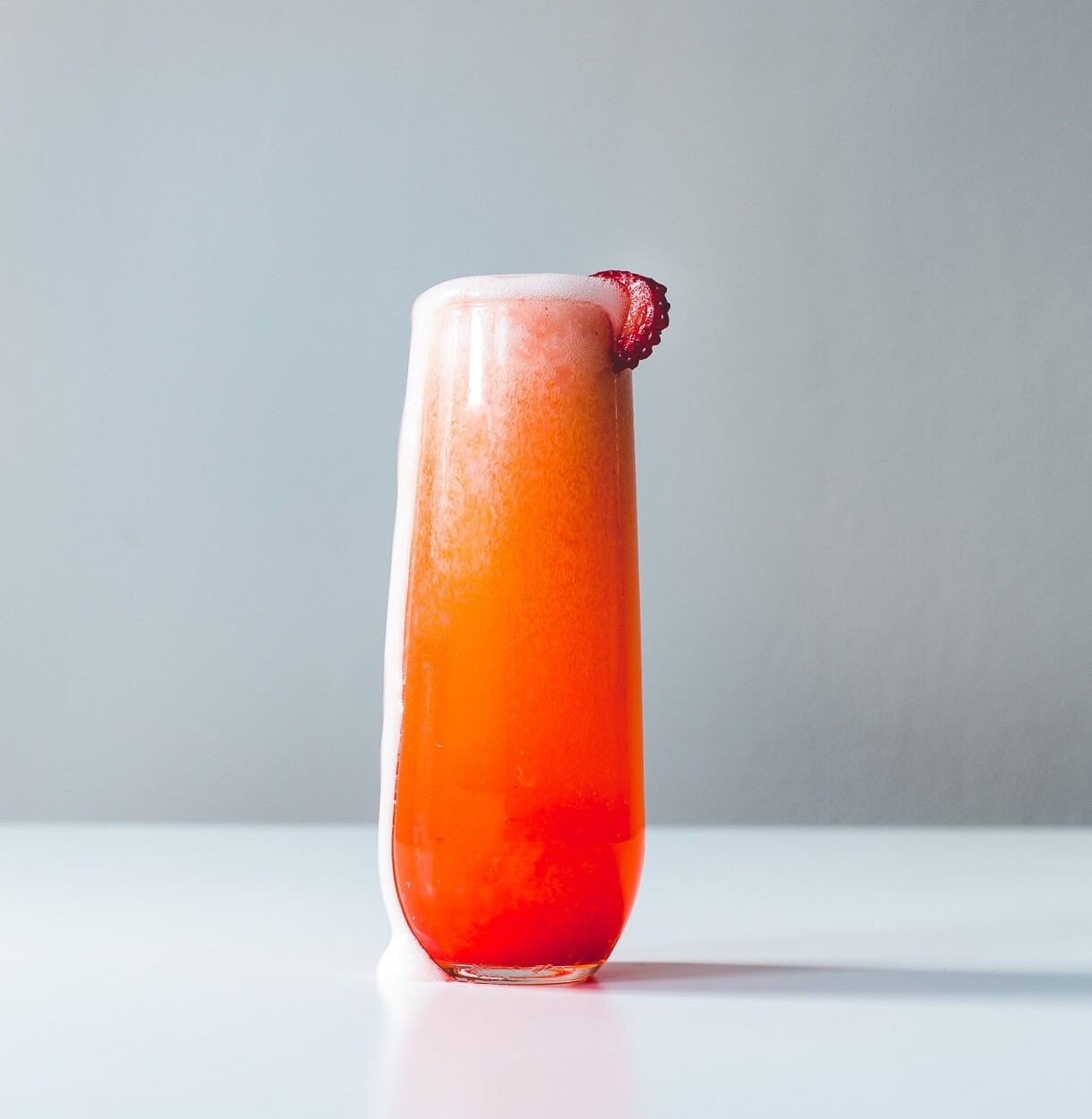 Strawberry French 75 sparkling cocktail