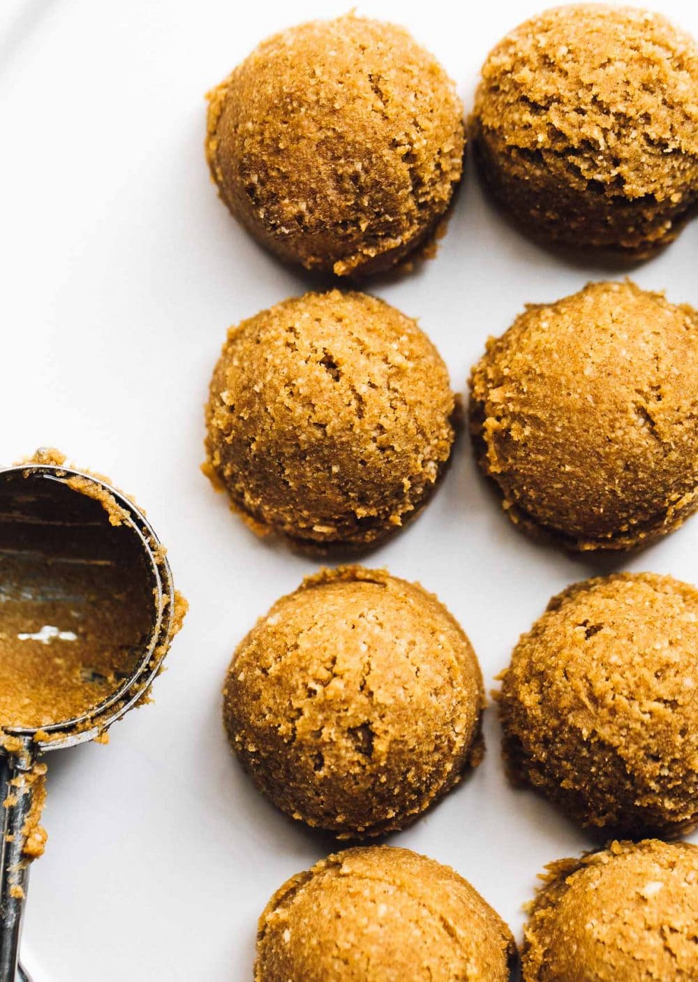 pumpkin cookie dough lined up on a plate
