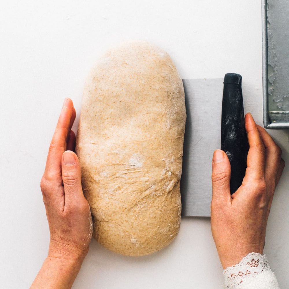 shaping sourdough sandwich bread