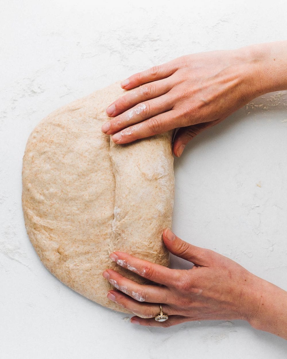 shaping sourdough sandwich bread