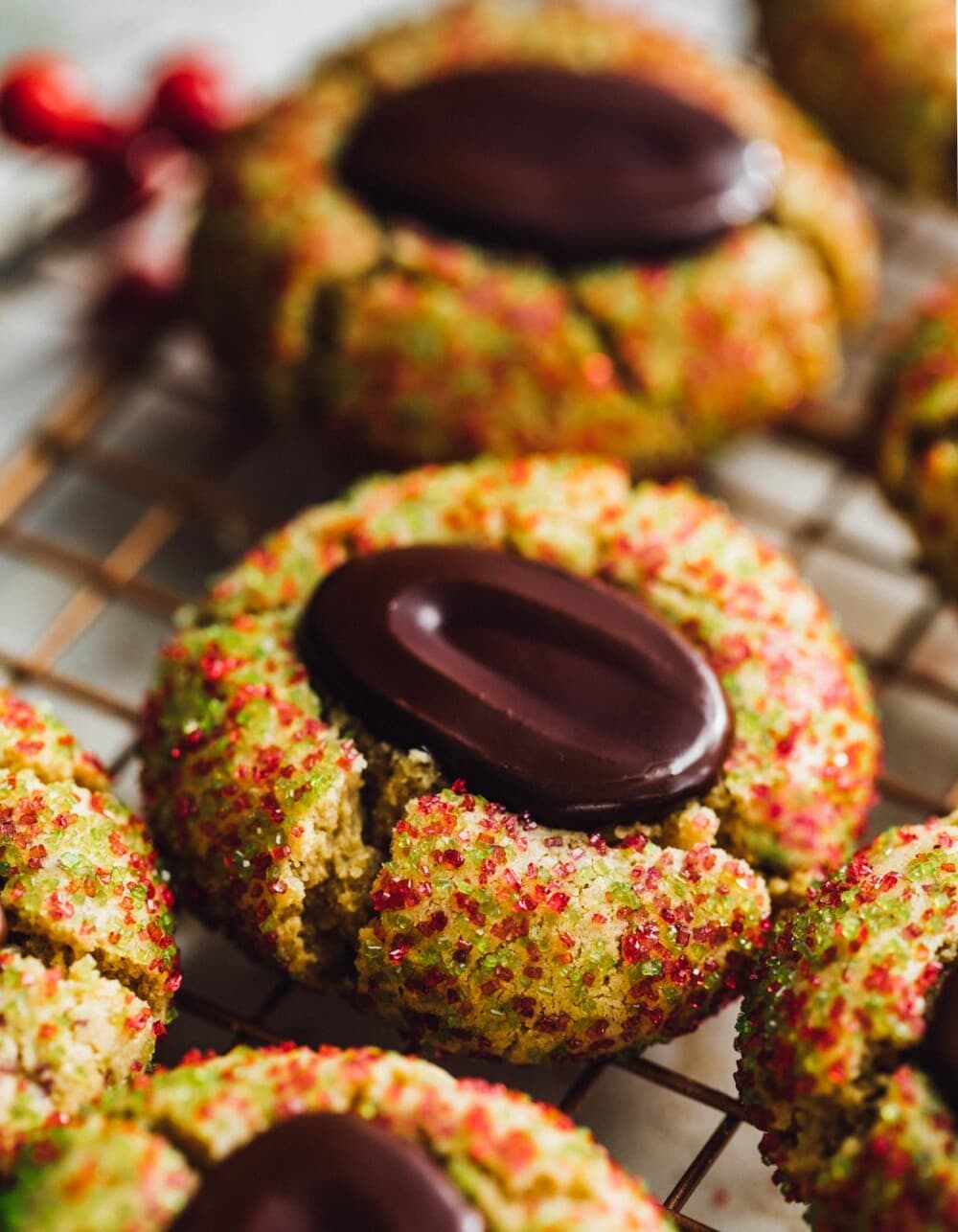 peanut butter blossoms on wire cooling rack