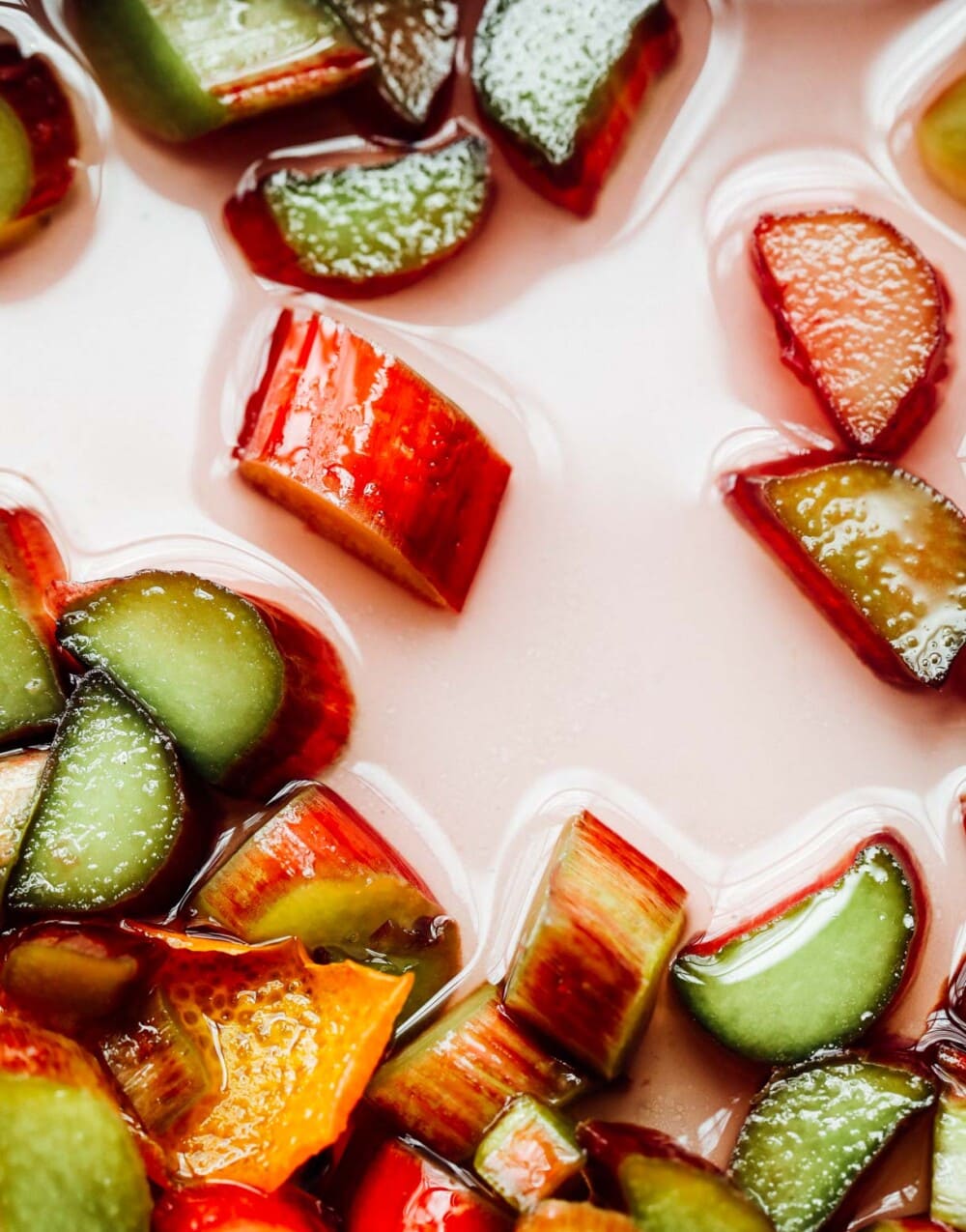 rhubarb macerating with orange peel