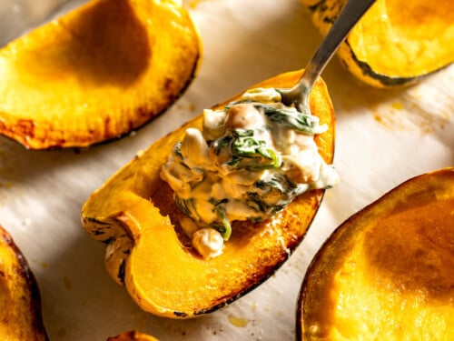 stuffing roasted carnival squash