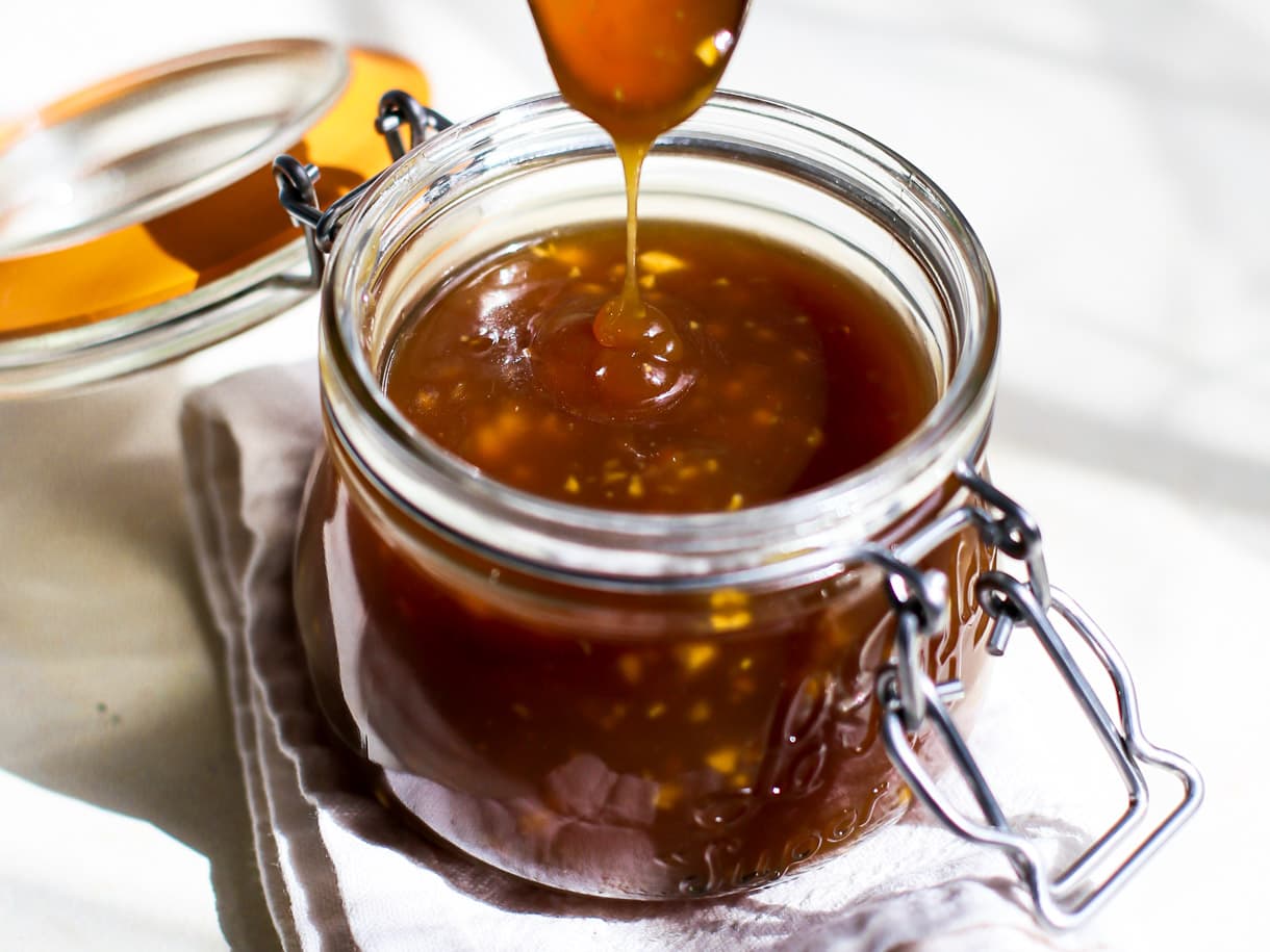 gluten free teriyaki sauce in glass jar