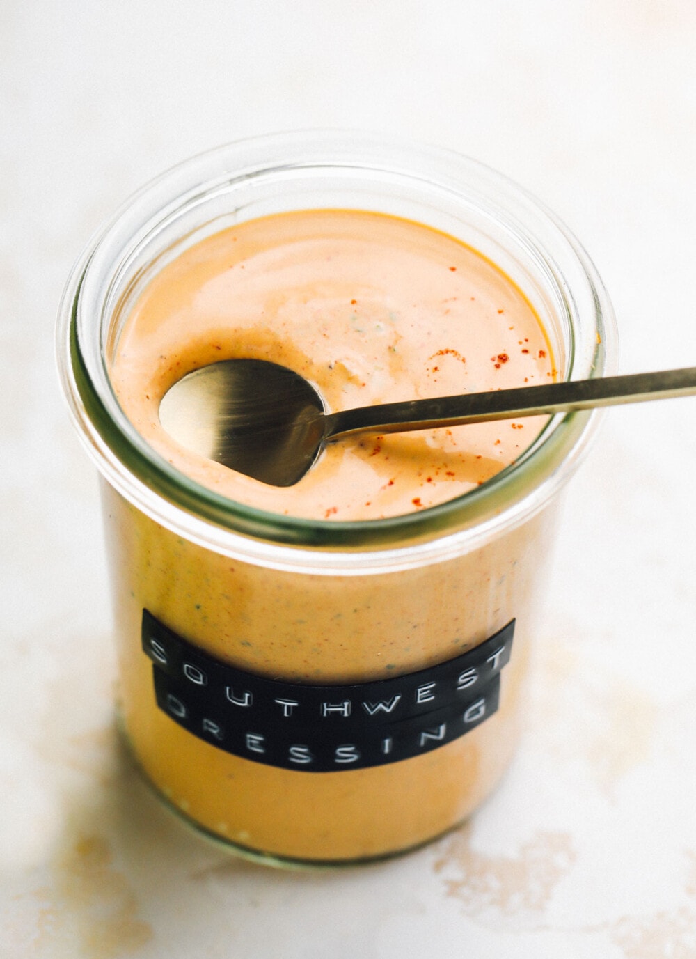 southwest salad dressing in a glass jar