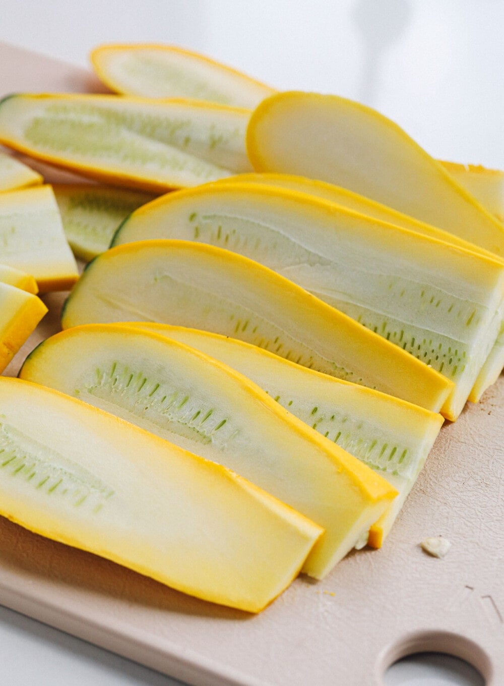 summer squash cut into planks