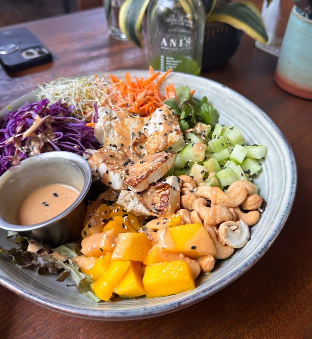 thai tofu salad on a plate