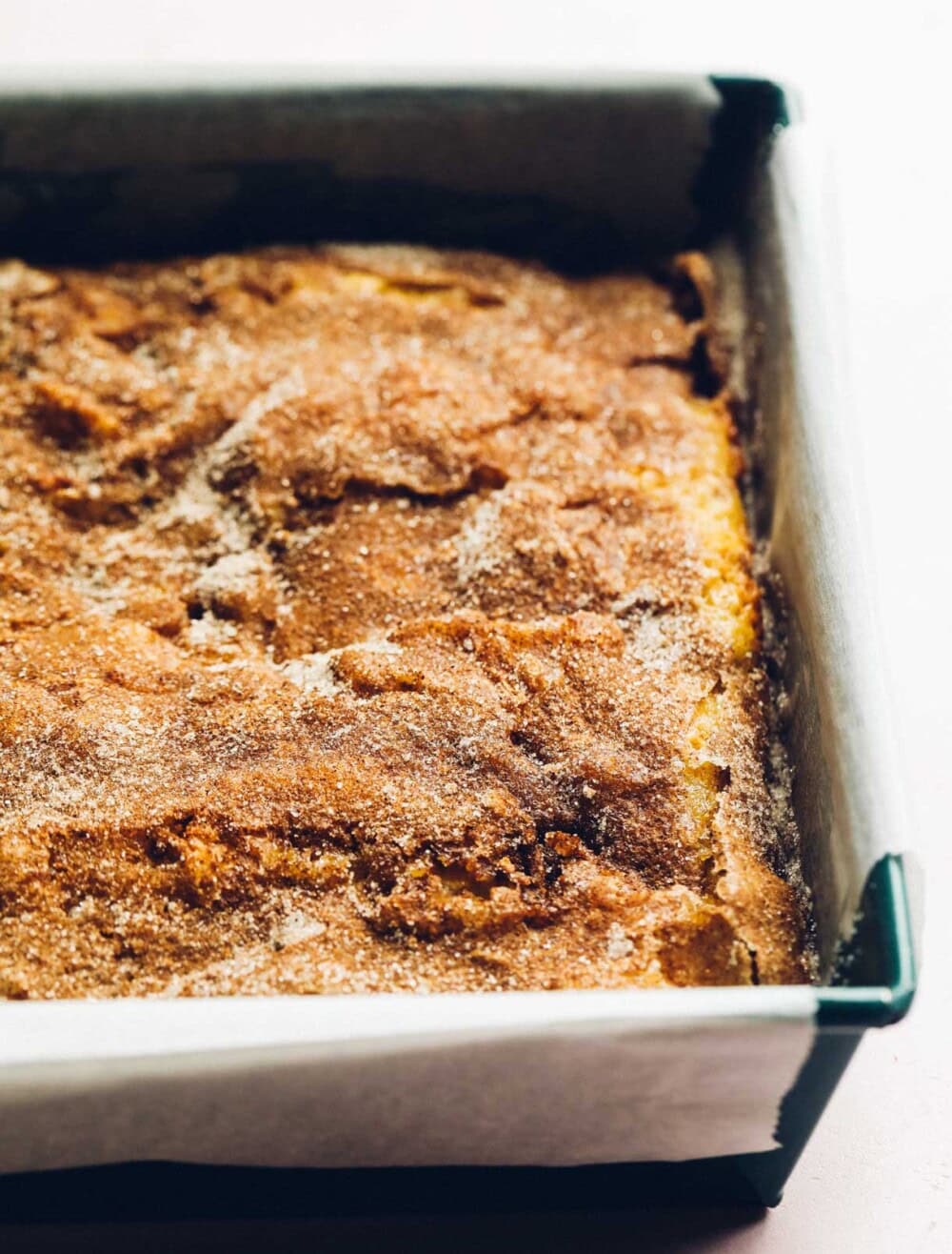 sourdough apple cake in a pan