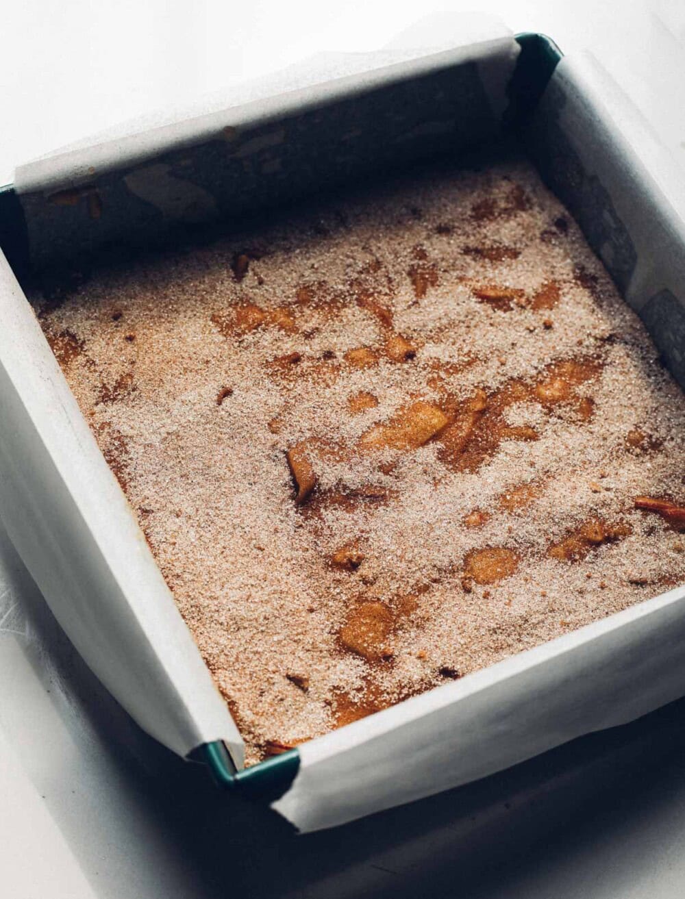 sourdough apple cake in pan