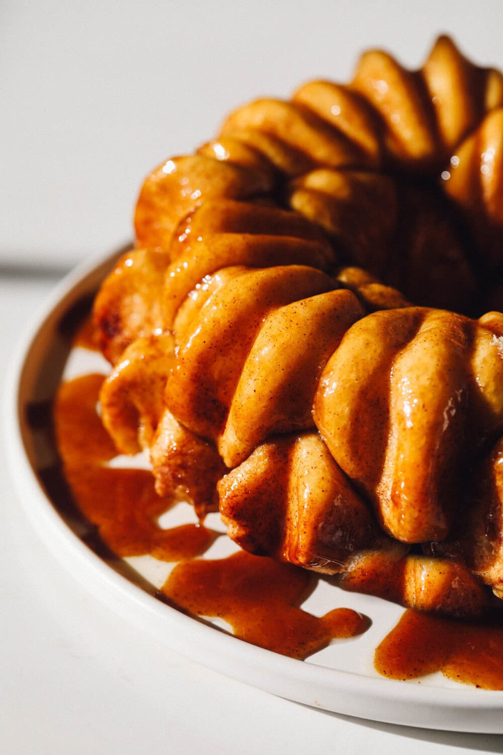 sourdough monkey bread on a white platter
