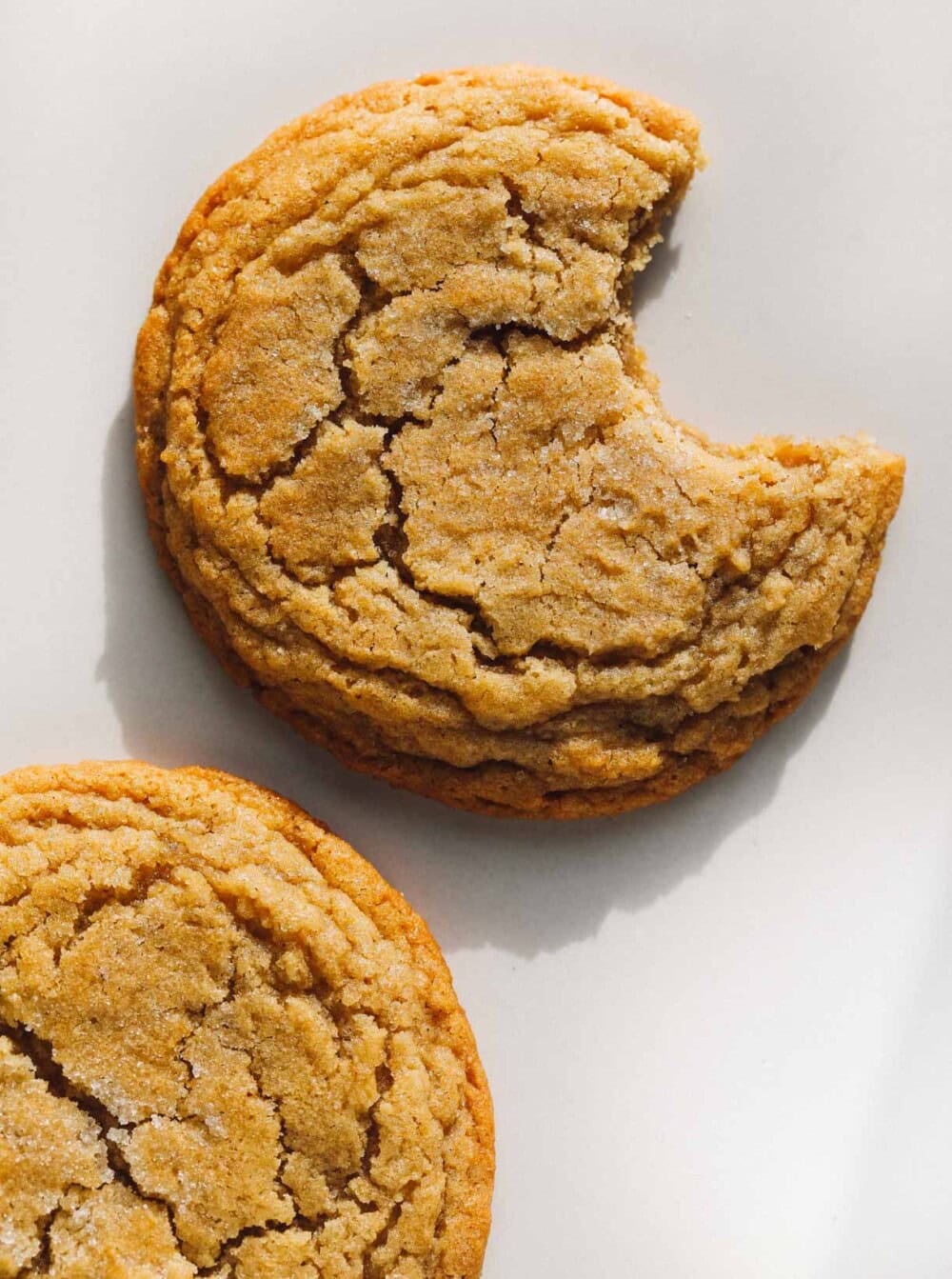 sourdough peanut butter cookies on white surface