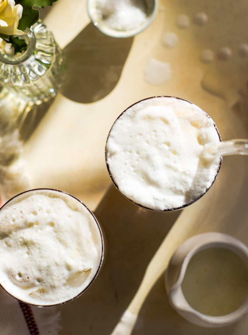 overhead photo of iced vanilla latte